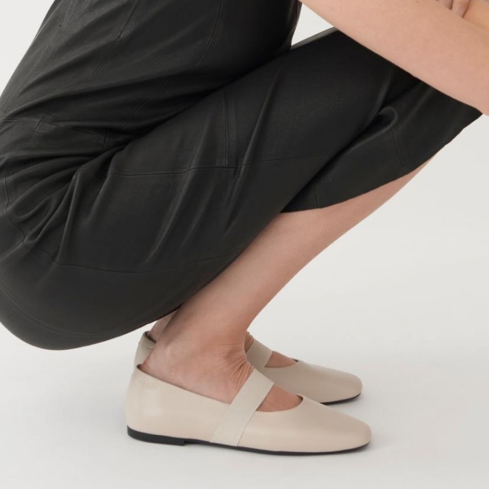 Vagabond Cream Leather Mary Jane Flats